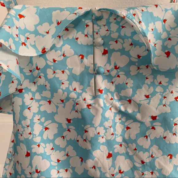 Tanya taylor blue and white floral sleeveless top - Picture 4 of 9